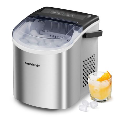 Automatyczna cicha wydajna kostkarka do lodu Bauerkraft prosta obsługa 12kg/24h srebrny