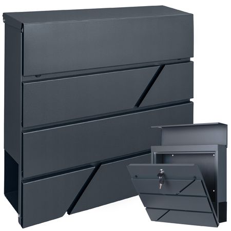 Duża skrzynka pocztowa na listy gazety ulotki pocztę A4 szary antracyt