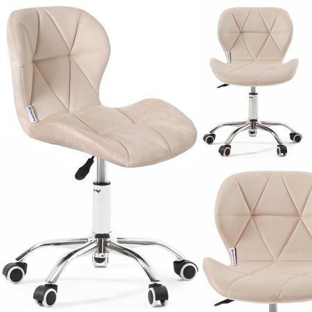 Fotel biurowy krzesło obrotowe welurowe dla dziecka beżowe